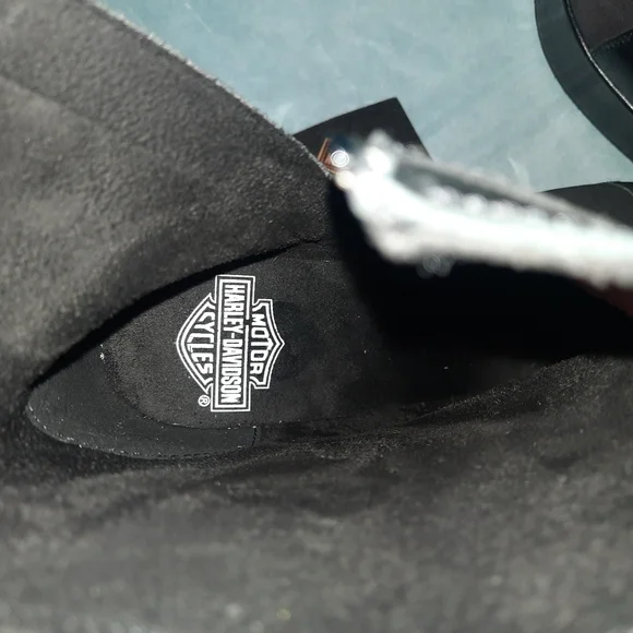 Black Harley Davidson Wedge Ankle Boots 8.5 - Picture 4 of 5